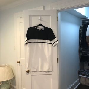 Dark blue and white silk dress